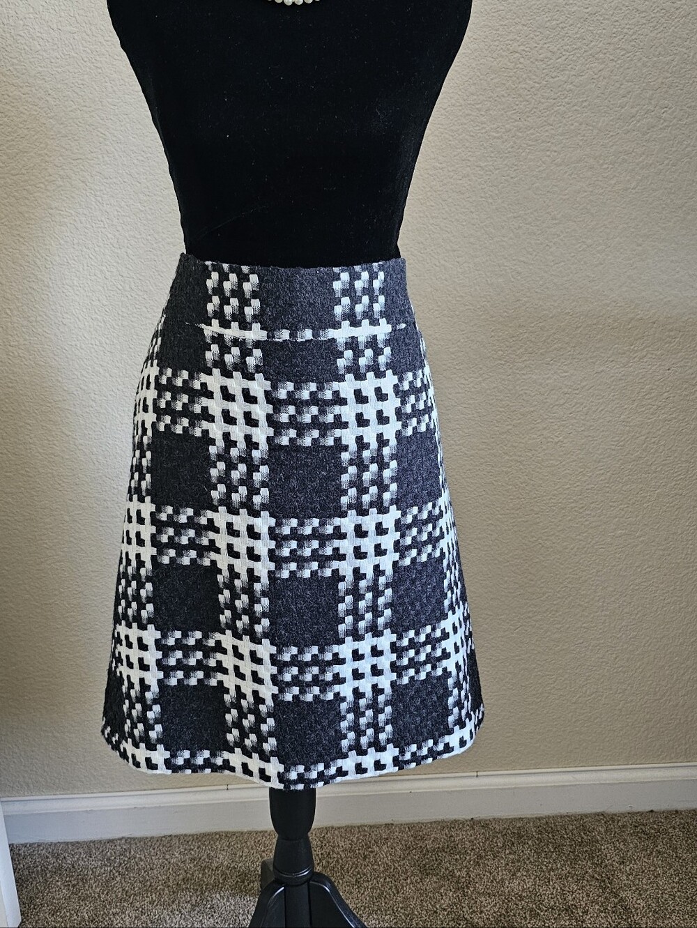 Merona Black and White Plaid A-Line Skirt